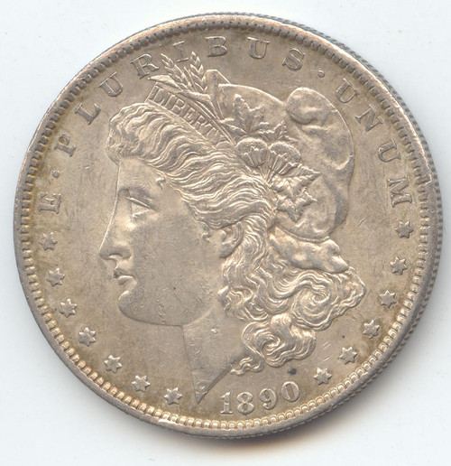 1890-S Morgan Silver Dollar, Lustrous and Original AU-Unc, Close to BU