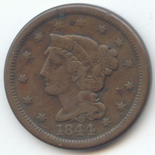 1844/81 Overdate Braided Hair Large Cent, F-VF