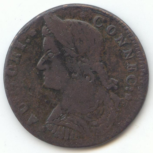 1787 Connecticut Colonial Cent, F-VF Details, Draped Bust Left