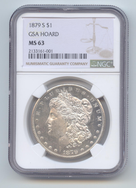 1879-S Morgan Silver Dollar, GSA Hoard, Reverse of 1879, NGC MS-63, Scarce!