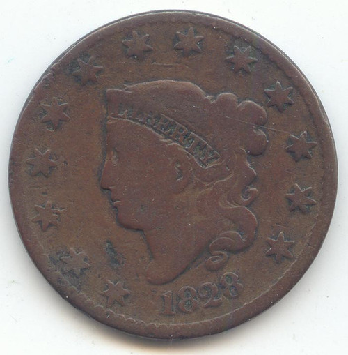 1828 Large Date Coronet Head Large Cent, Good