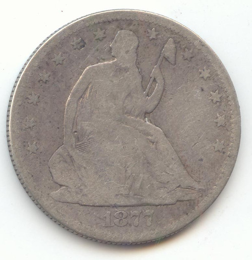1877-S Seated Liberty Half Dollar, Problem Free G-VG