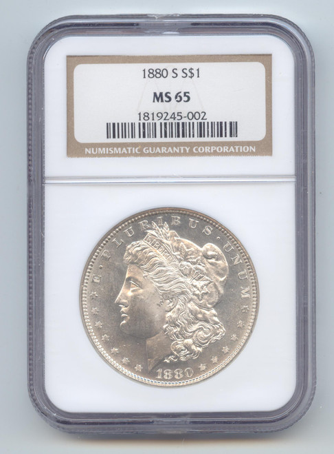 1880-S Morgan Silver Dollar, NGC MS-65
