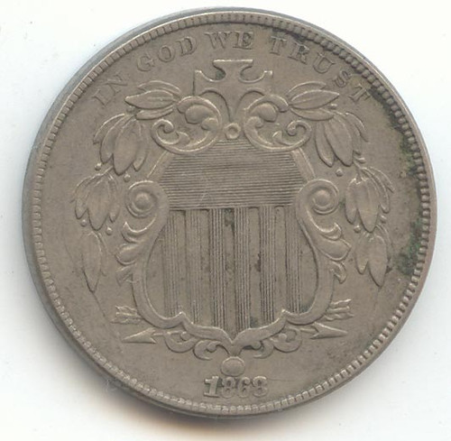 1868 Shield Nickel, Original XF or Better