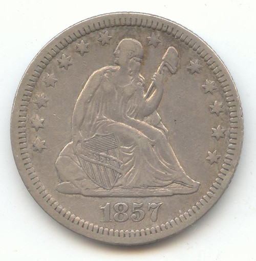 1857 Seated Liberty Quarter, XF Details