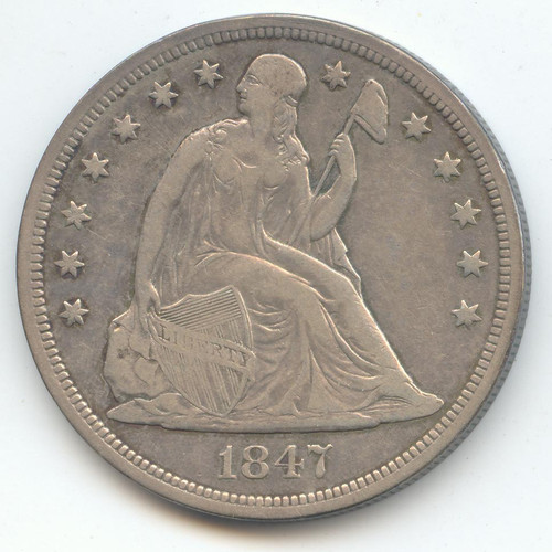 1847 Seated Liberty Dollar, VF Details