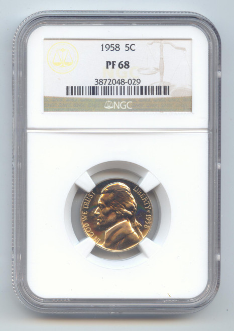 1958 Proof Jefferson Nickel, NGC PF-68