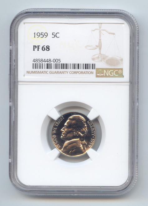 1959 Proof Jefferson Nickel, NGC PF-68