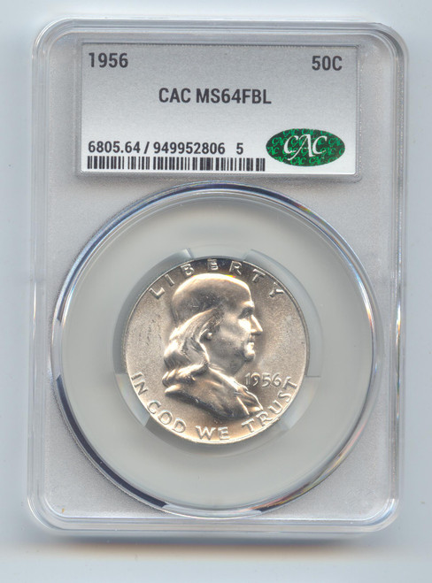 1956 Franklin Half Dollar, CAC MS-64 FBL, Full Bell Lines
