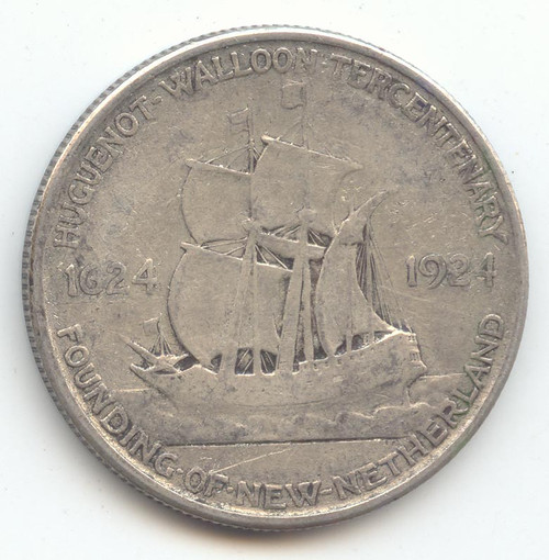 1924 Huguenot Walloon Tercentenary Commemorative Half Dollar, VF