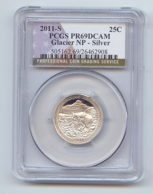2011-S Silver Proof Glacier NP Quarter, Montana, PCGS PR-69 DCAM