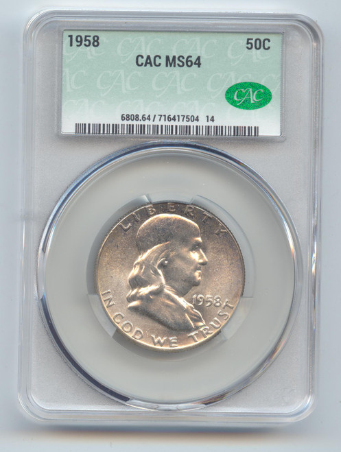 1958 Franklin Half Dollar, CAC MS-64