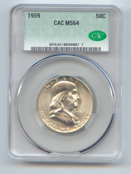 1959 Franklin Half Dollar, CAC MS-64