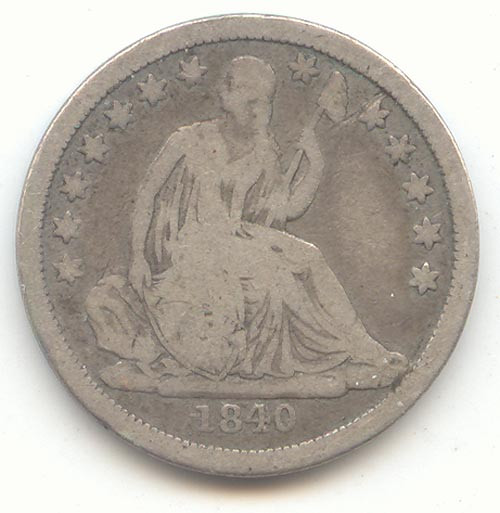 1840 Seated Liberty Dime, No Drapery, VG