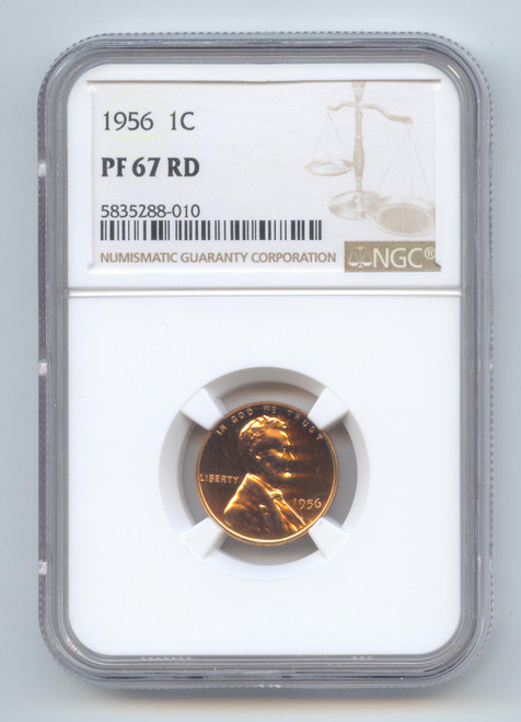 1956 Proof Lincoln Wheat Cent, NGC PF-67 RD, Full Mint Red