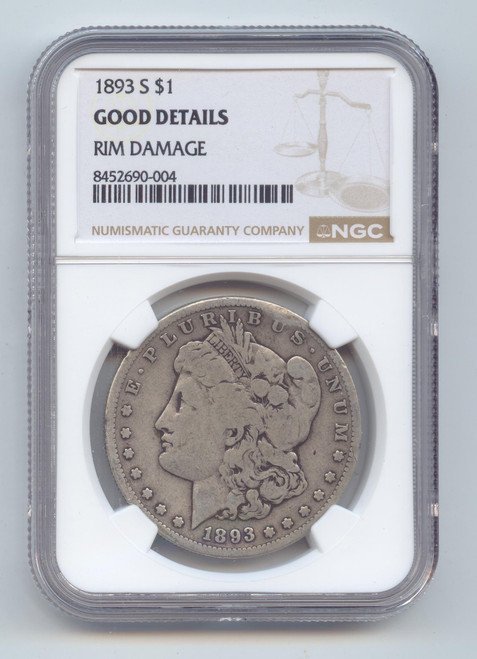 1893-S Morgan Silver Dollar, Key Date, NGC Good Details