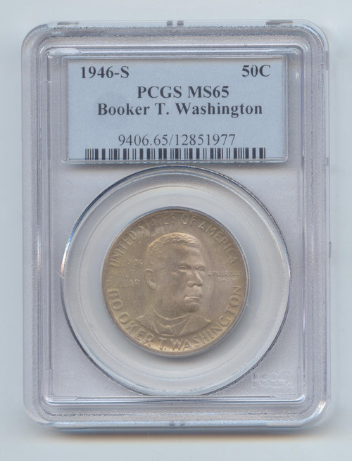 1946-S BTW Commemorative Half Dollar, Booker T. Washington, PCGS MS-65