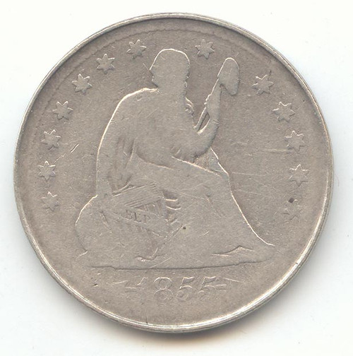 1855-S Seated Liberty Quarter, Arrows at Date, Scarce S Mint, VG Details