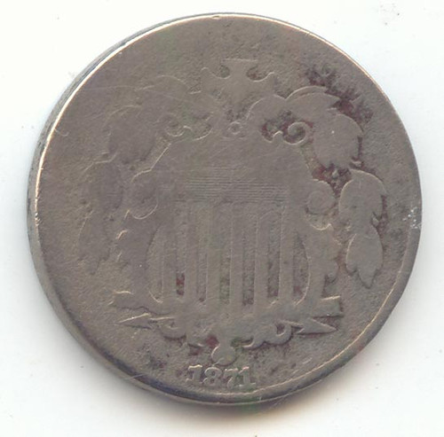 1871 Shield Nickel, AG-Good Details, Scarce Date