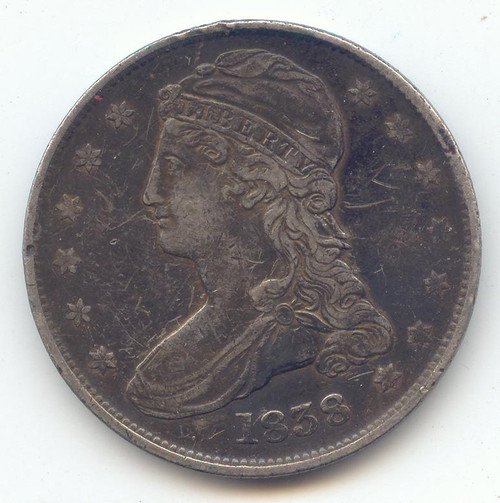 1838 Reeded Edge Capped Bust Half Dollar, Original XF Details