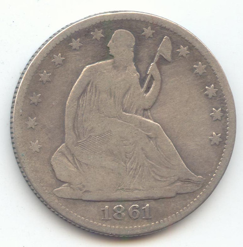 1861-O Seated Liberty Half Dollar, VG-Fine Details