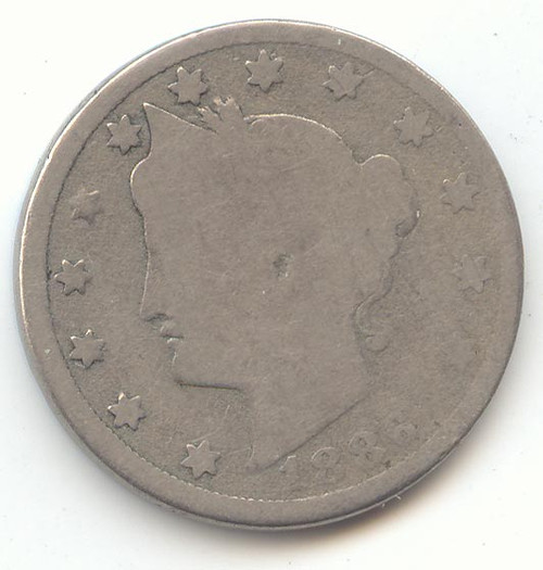1886 Liberty V Nickel, Clear Date, AG, Key Date