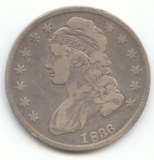 1836 50/00 Capped Bust Half Dollar, VF Details
