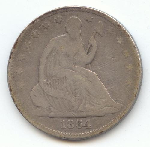 1864 Seated Liberty Half Dollar, VG Details, Civil War Date
