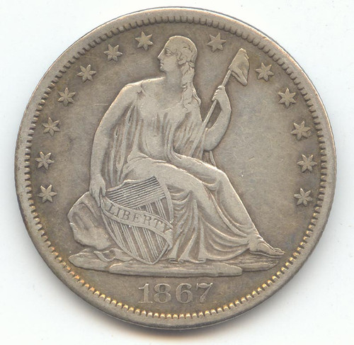 1867-S Seated Liberty Half Dollar, Nice XF