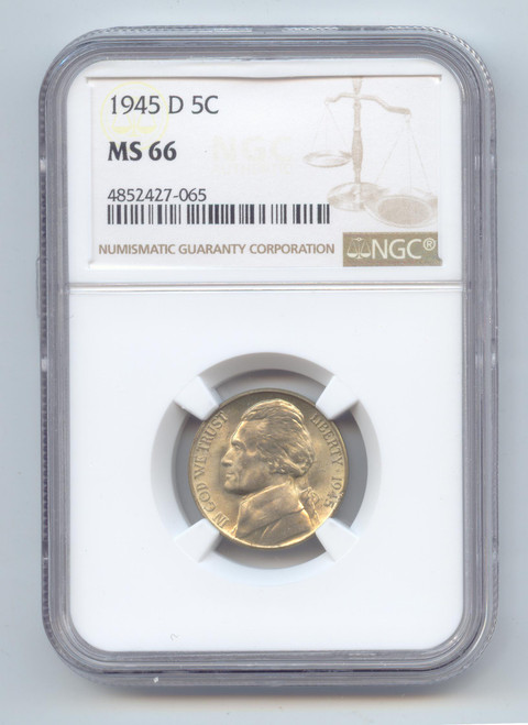 1945-D Silver War Time Jefferson Nickel, NGC MS-66