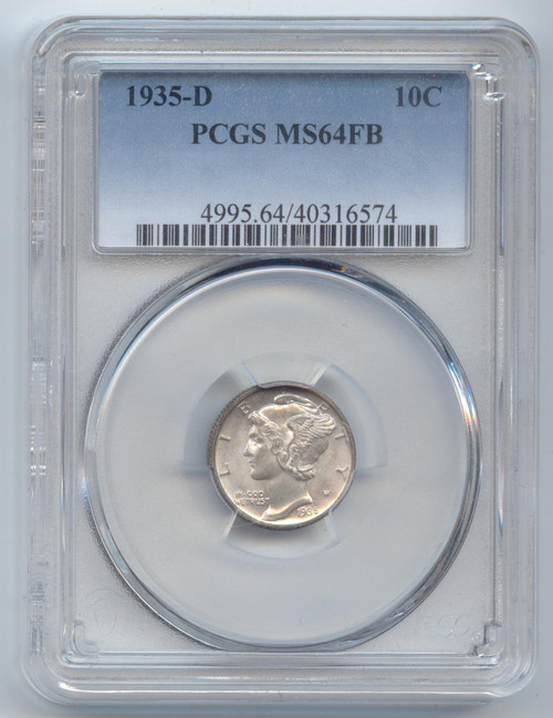 1935-D Mercury Dime, PCGS MS-64 FB, Full Split Bands