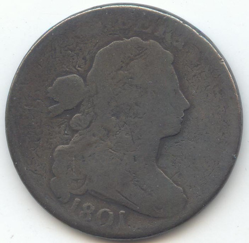 1801 Draped Bust Large Cent, Overall Good Details