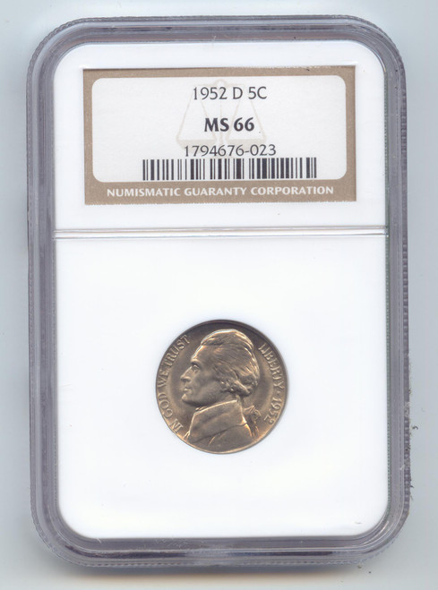1952-D Jefferson Nickel, NGC MS-66