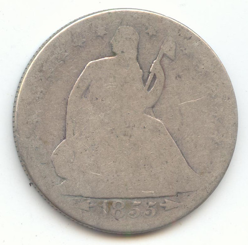 1855-O Arrows Seated Liberty Half Dollar, Problem Free AG