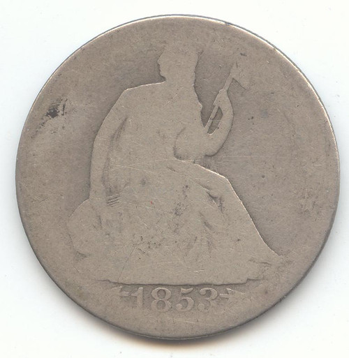 1853 Arrows and Rays Seated Liberty Half Dollar, Problem Free AG