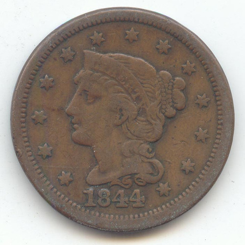 1844 Braided Hair Large Cent, Fine