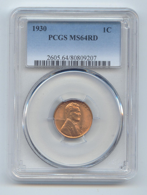 1930 Lincoln Wheat Cent, PCGS MS-64 RD, Full Mint Red