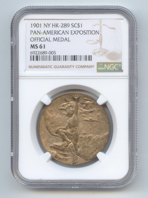 1901 NY So-Called Dollar,HK-289,Pan American Exposition Official Medal,NGC MS-61