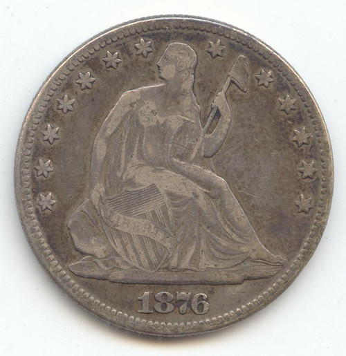 1876 Seated Liberty Half Dollar, Centennial Date, VF