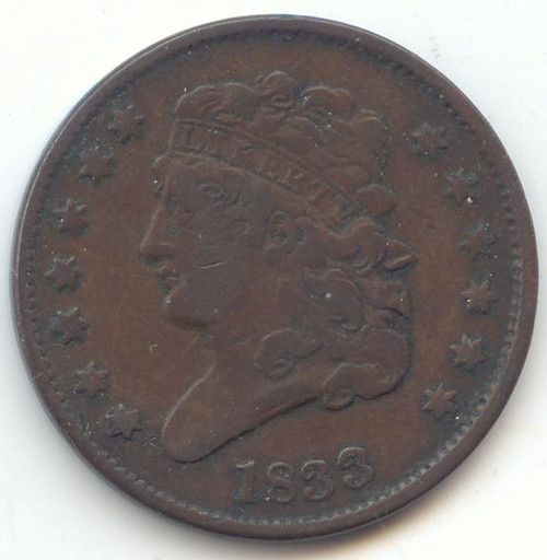 1833 Classic Head Half Cent, VF