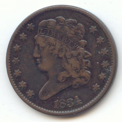 1834 Classic Head Half Cent, VF