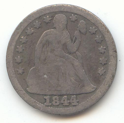 1844 Seated Liberty Dime, Original VG