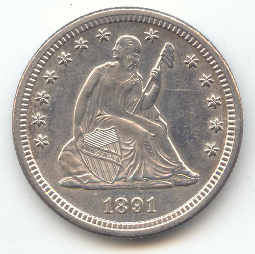 1891-S Seated Liberty Quarter, Bright White, So Close to BU