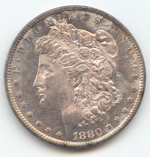1880-S Morgan Silver Dollar, Colorful and Original Choice BU