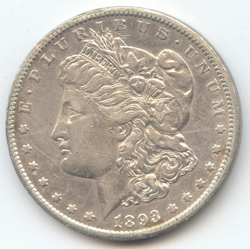 1893-CC Morgan Silver Dollar, Carson City, Lustrous XF Details