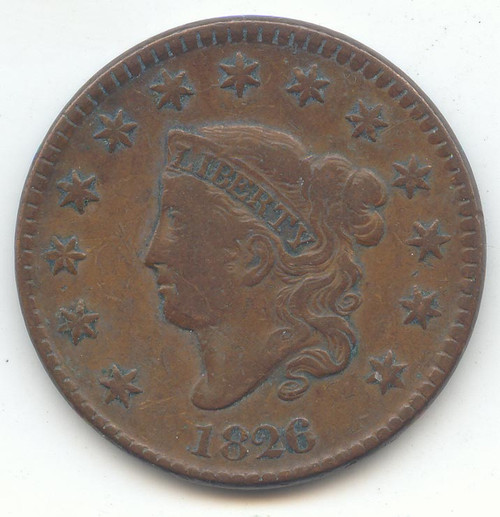 1826 Coronet Head Large Cent, Problem Free VF