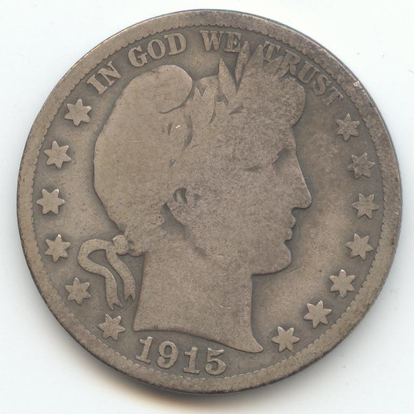 1915 Barber Half Dollar, VG, Scarce P Mint