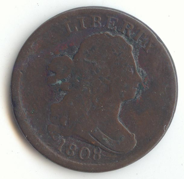 1808 Draped Bust Half Cent, VG Details