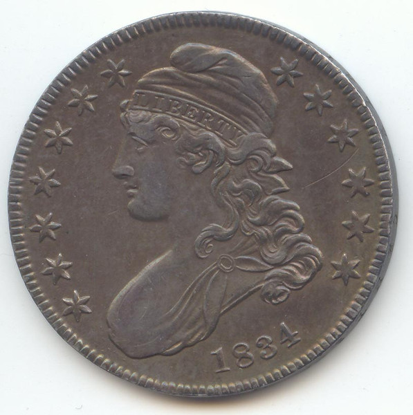 1834 Capped Bust Half Dollar, Sharp AU-Unc Details