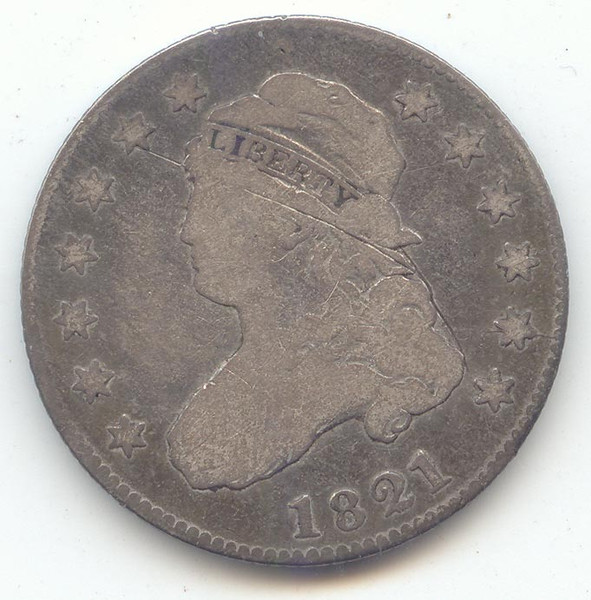 1821 Capped Bust Quarter, G-VG Details